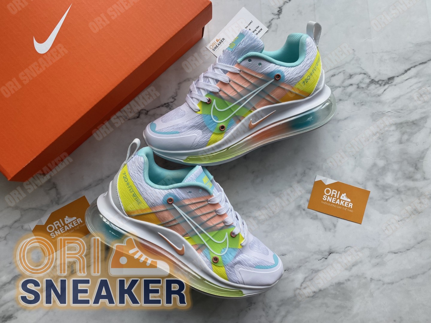 Nike Air Max 720 Flyknit White Orange Yellow Mint Chu n Sale