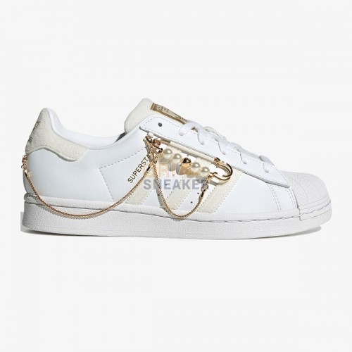 Adidas Superstar White Cream Gold Metallic