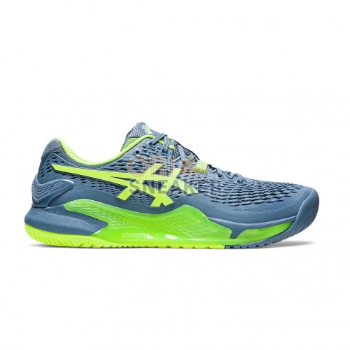 Asics Gel Resolution 9 Steel Blue/ Hazard Green